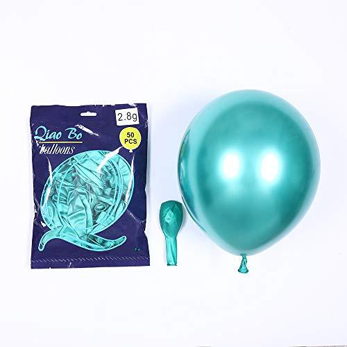 3.2g 12Inch 90pcs Metallic Chrome Balloon in Blue Green and Purple for Wedding Birthday Party Decoration (Blue Green Purple) - Decotree.co Online Shop