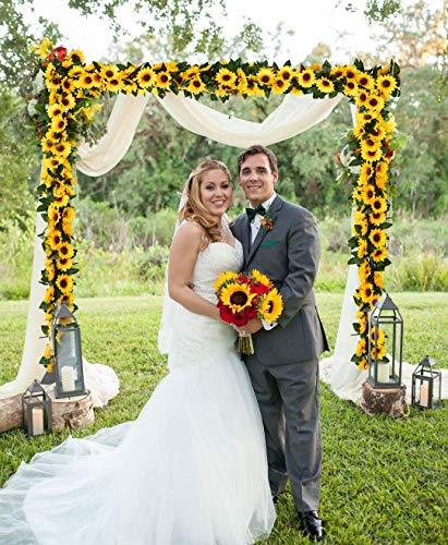 3 Pack Artificial Sunflower Garland Silk Sunflower Vine Artificial Flowers with Green Leaves for Wedding Table Home Decor - Decotree.co Online Shop