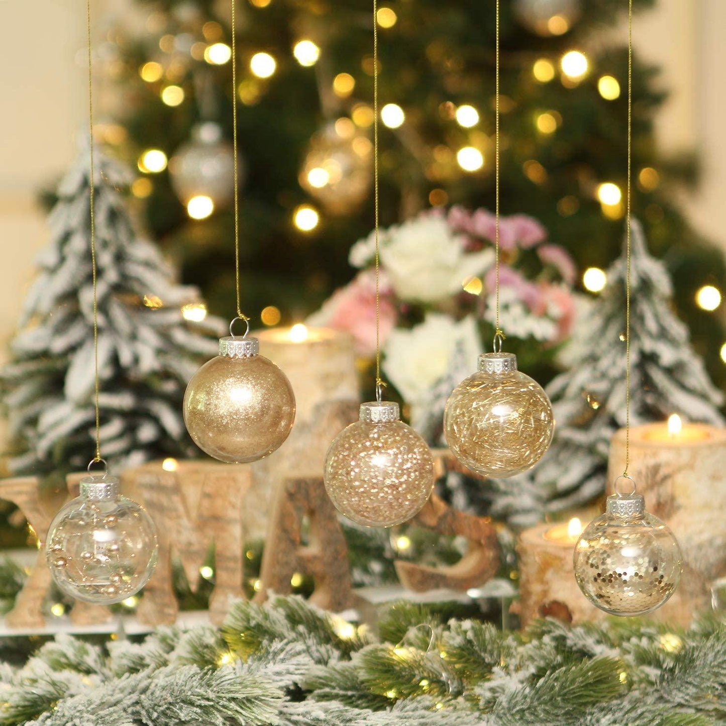 30 Counts 60mm/2.36" Shatterproof Clear Plastic Christmas Ball Ornaments Decorative Xmas Balls Baubles - Decotree.co Online Shop