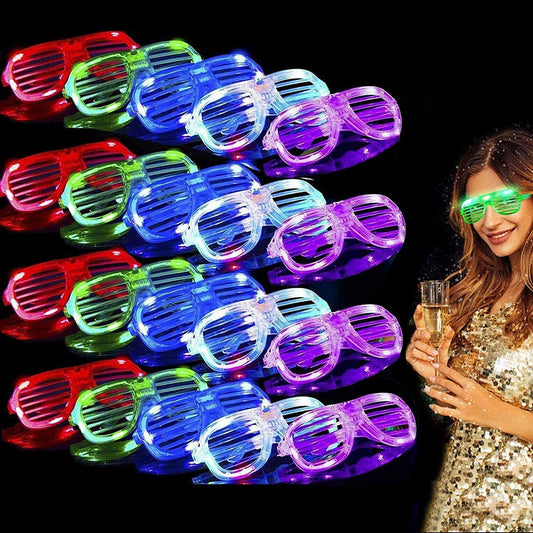 30 Pack LED Glasses, 5 Color Light Up Glasses Shutter Shades Glow Sticks Glasses Glow in The Dark July 4Th Party Supplies - Decotree.co Online Shop
