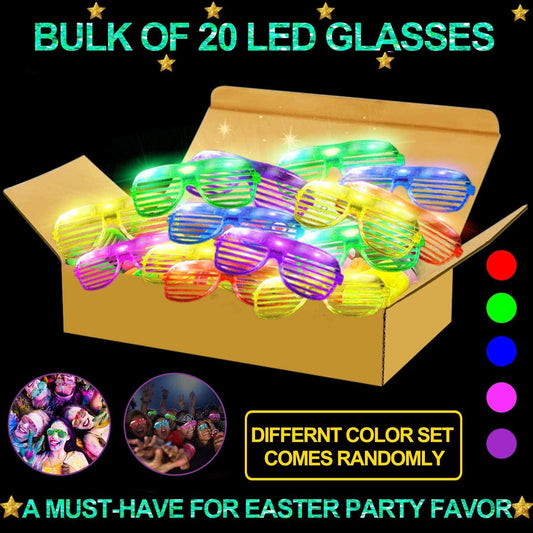 30 Pack LED Glasses, 5 Color Light Up Glasses Shutter Shades Glow Sticks Glasses Glow in The Dark July 4Th Party Supplies - Decotree.co Online Shop