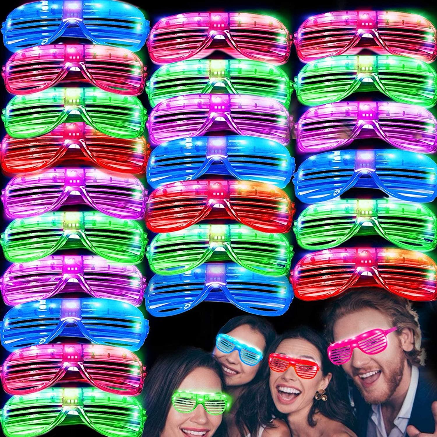 30 Pack LED Glasses, 5 Color Light Up Glasses Shutter Shades Glow Sticks Glasses Glow in The Dark July 4Th Party Supplies - Decotree.co Online Shop