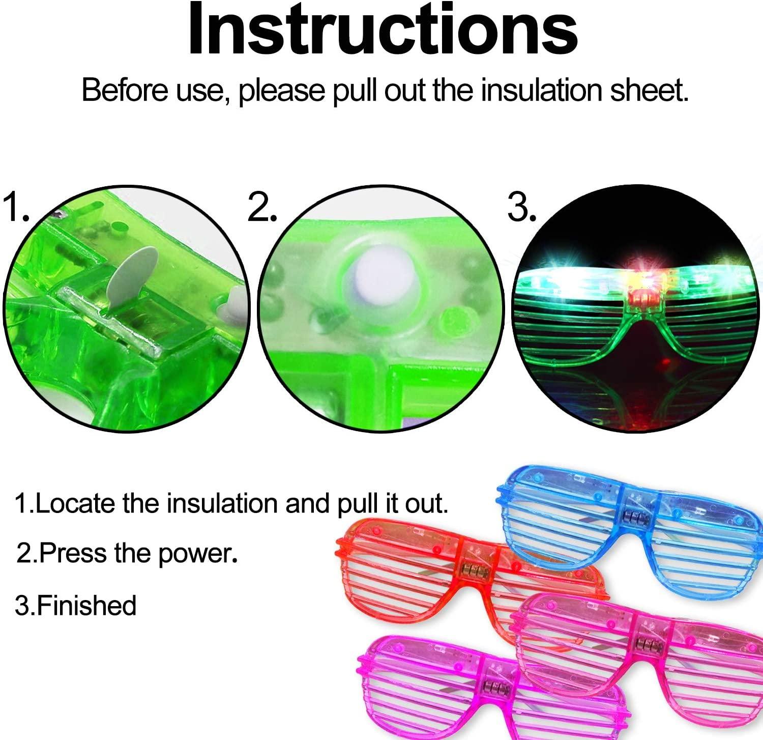 30 Pack LED Glasses, 5 Color Light Up Glasses Shutter Shades Glow Sticks Glasses Glow in The Dark July 4Th Party Supplies - Decotree.co Online Shop