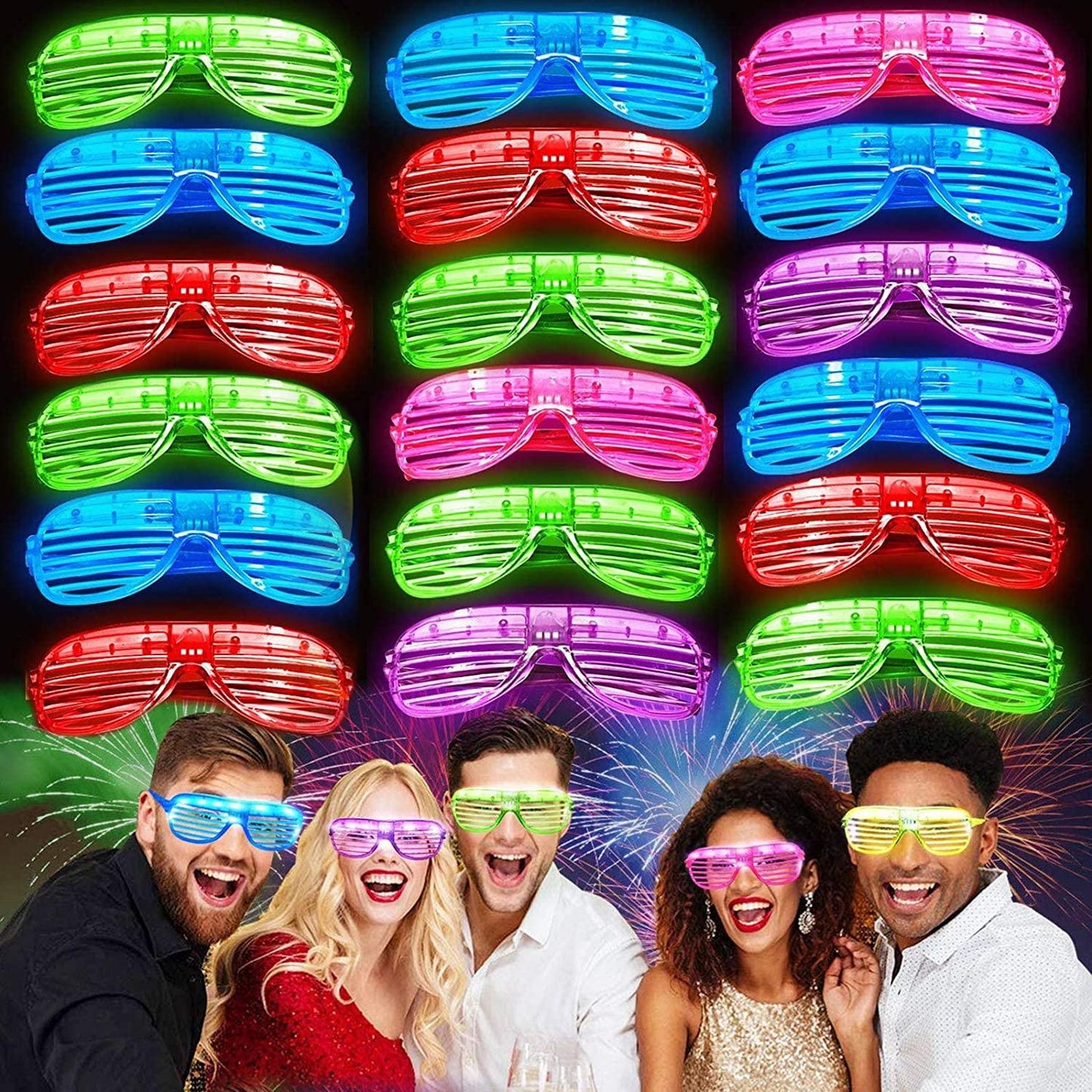 30 Pack LED Glasses, 5 Color Light Up Glasses Shutter Shades Glow Sticks Glasses Glow in The Dark July 4Th Party Supplies - Decotree.co Online Shop