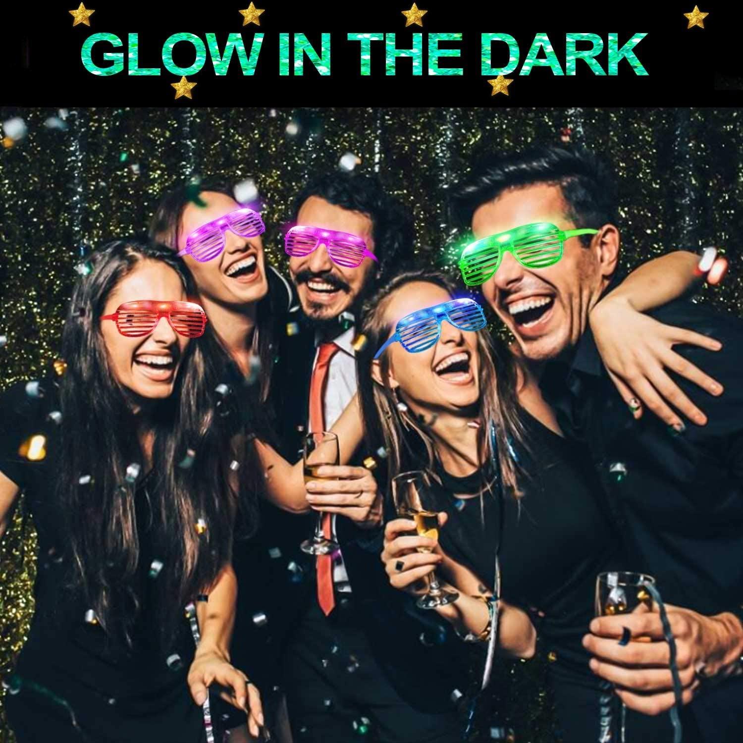 30 Pack LED Glasses, 5 Color Light Up Glasses Shutter Shades Glow Sticks Glasses Glow in The Dark July 4Th Party Supplies - Decotree.co Online Shop