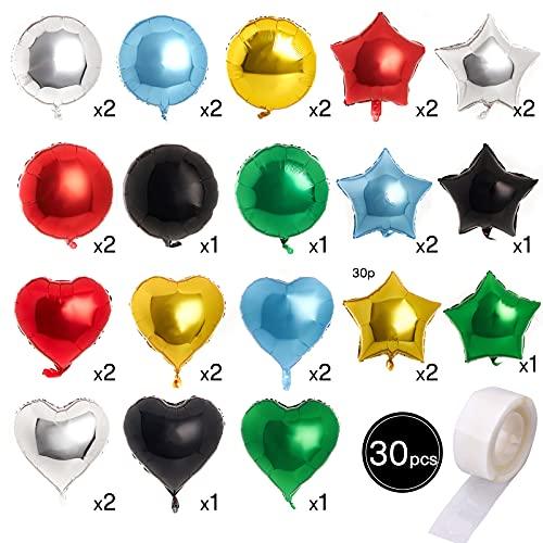 30 pcs 18 Inch Mylar Star Balloons, Heart Balloons, Round Balloons, Balloon for Party, Starry Night Party, Twinkle Twinkle Little Star Shower, Happy Birthday Party Decorations - Decotree.co Online Shop