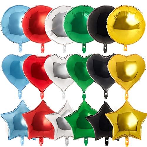 30 pcs 18 Inch Mylar Star Balloons, Heart Balloons, Round Balloons, Balloon for Party, Starry Night Party, Twinkle Twinkle Little Star Shower, Happy Birthday Party Decorations - Decotree.co Online Shop
