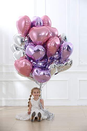 30 pcs Heart Balloons 18" Foil Love Balloons Mylar Balloons Silver heart balloons Valentines Day Decorations Balloons for Valentines Wedding Party - Decotree.co Online Shop