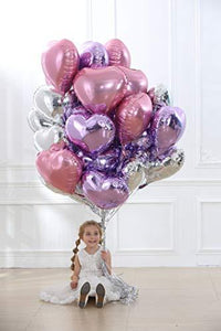 30 pcs Heart Balloons 18" Foil Love Balloons Mylar Balloons Silver heart balloons Valentines Day Decorations Balloons for Valentines Wedding Party - Decotree.co Online Shop