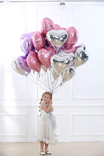 30 pcs Heart Balloons 18" Foil Love Balloons Mylar Balloons Silver heart balloons Valentines Day Decorations Balloons for Valentines Wedding Party - Decotree.co Online Shop