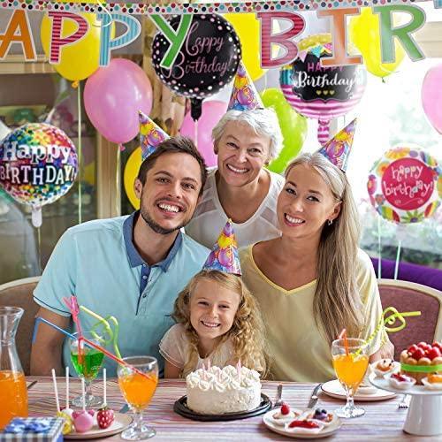 30 Pieces 18 Inch Happy Birthday Foil Balloons Round Shape Foil Mylar Balloons Color Floating Balloon for Birthday Party - Decotree.co Online Shop