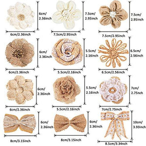 30PCS Burlap Flowers Set for Wedding Party Decor Home Embellishment DIY Crafts - Decotree.co Online Shop