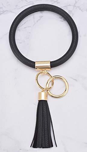 Coolcos Key Ring Bracelet Wristlet Keychain Bangle Keyring - Portable  Leather Tassel Bracelet Keys Holder Women Gift