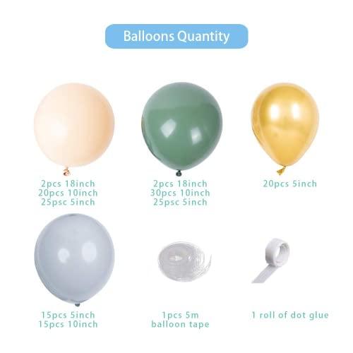 154pcs Avocado Green Balloon with Blush Balloons Gold Balloons and Macaron Gray Balloons for Wedding Birthday Party Baby Shower - Decotree.co Online Shop