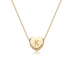 Tiny Gold Initial Heart Necklace-14K Gold Filled Handmade Dainty Personalized Letter Heart Choker Necklace Gift For Women Kids - Decotree.co Online Shop