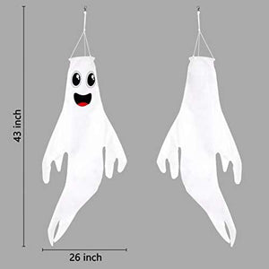 43" Halloween Ghost Windsocks Hanging Decorations - Flag Wind Socks for Home Yard Outdoor Decor Party Supplies (3 Pieces) - Decotree.co Online Shop