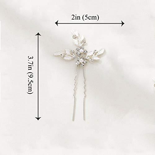Leaf Bride Wedding Hair Pins Crystal Bridal Head Dress Pearl Hair Accessories for Women and Girls (Pack of 3) (B Silver) - Decotree.co Online Shop