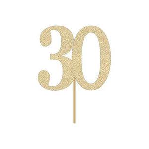 Gold Glitter 30 Cake Topper, 30th Anniversary, Thirtieth Birthday - Decotree.co Online Shop