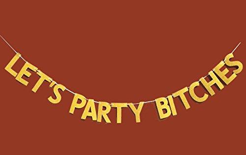 Glitter Gold Alphabet LET'S PARTY Banner for Bachelorette party Decoration - Decotree.co Online Shop
