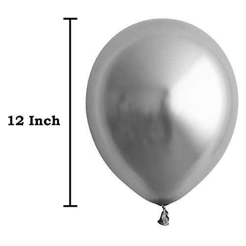 3.2g 12Inch 100pcs Metallic Chrome Balloon in Silver for Wedding Birthday Party Decoration (Silver) - Decotree.co Online Shop