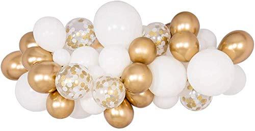 White and Gold Balloon Garland Kit, 60PCS Balloon Garland Including White, Chrome Gold & Confetti Balloons Decorations - Decotree.co Online Shop