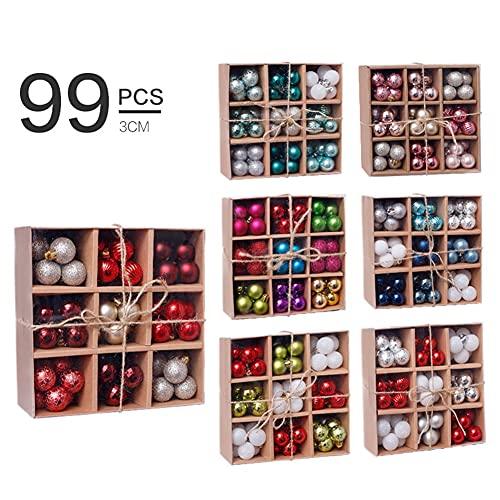3cm Multicolor Mini Ball Christmas Ornaments Set of 99 Balls - Decotree.co Online Shop
