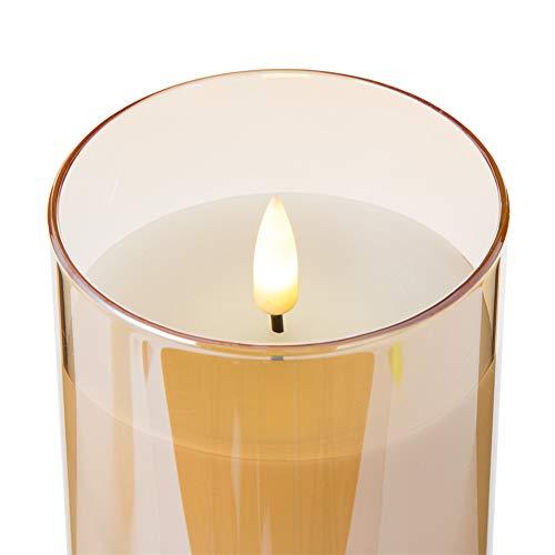 3pcs Gold Glass Flameless Candles with Remote, Flickering LED Battery Candles for Home Decor Gifts - Decotree.co Online Shop