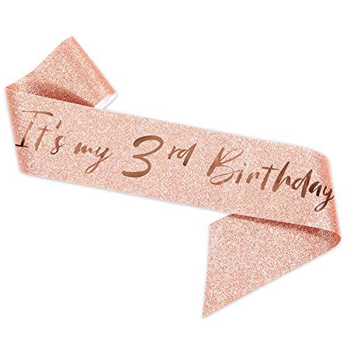 3rd Birthday Sash and Tiara for Girls, Rose Gold Birthday Sash Crown 3 & Fabulous Sash and Tiara for Girls, 3rd Birthday Gifts for Happy 3rd Birthday Party Favor Supplies - Decotree.co Online Shop