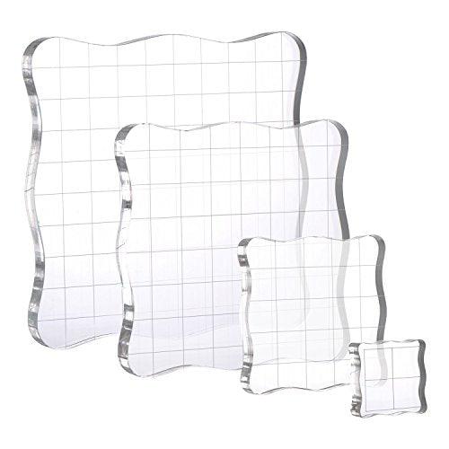 4 Pieces Stamp Blocks with Grid and Grip, Acrylic Clear Stamping Blocks Set - Decotree.co Online Shop