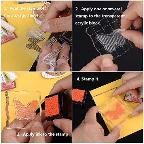 4 Pieces Stamp Blocks with Grid and Grip, Acrylic Clear Stamping Blocks Set - Decotree.co Online Shop