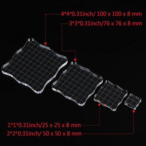 4 Pieces Stamp Blocks with Grid and Grip, Acrylic Clear Stamping Blocks Set - Decotree.co Online Shop
