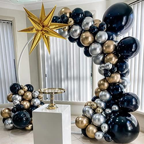 4 Sizes Black Gold and Silver Balloon Garland Arch Kit 96 PCS for Baby Shower Birthday Party Decoration - Decotree.co Online Shop