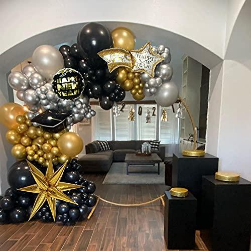 4 Sizes Black Gold and Silver Balloon Garland Arch Kit 96 PCS for Baby Shower Birthday Party Decoration - Decotree.co Online Shop