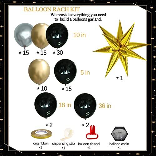 4 Sizes Black Gold and Silver Balloon Garland Arch Kit 96 PCS for Baby Shower Birthday Party Decoration - Decotree.co Online Shop