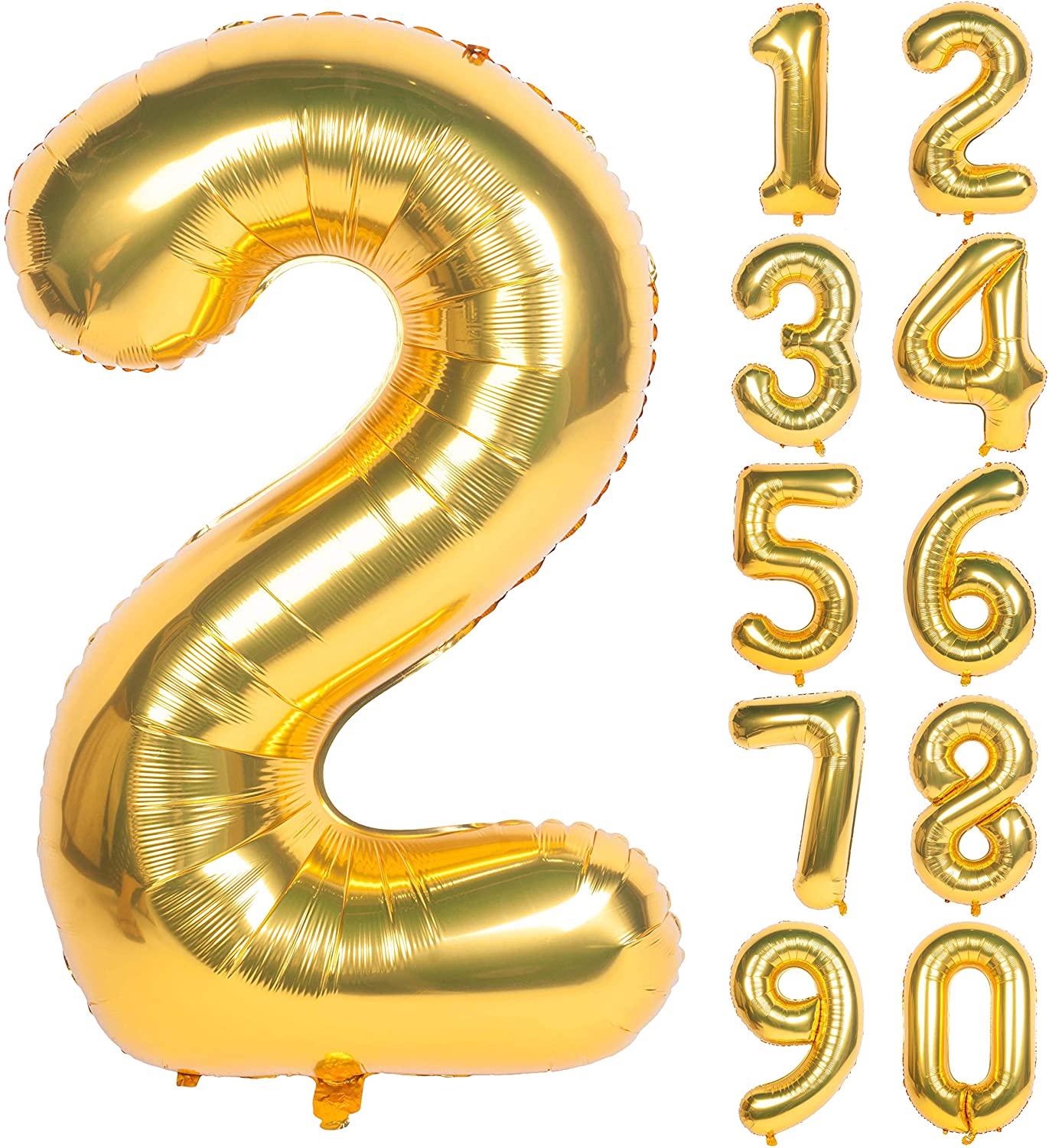 40 Inch Mylar Gold Digit Helium Foil Birthday Party Balloons - Decotree.co Online Shop