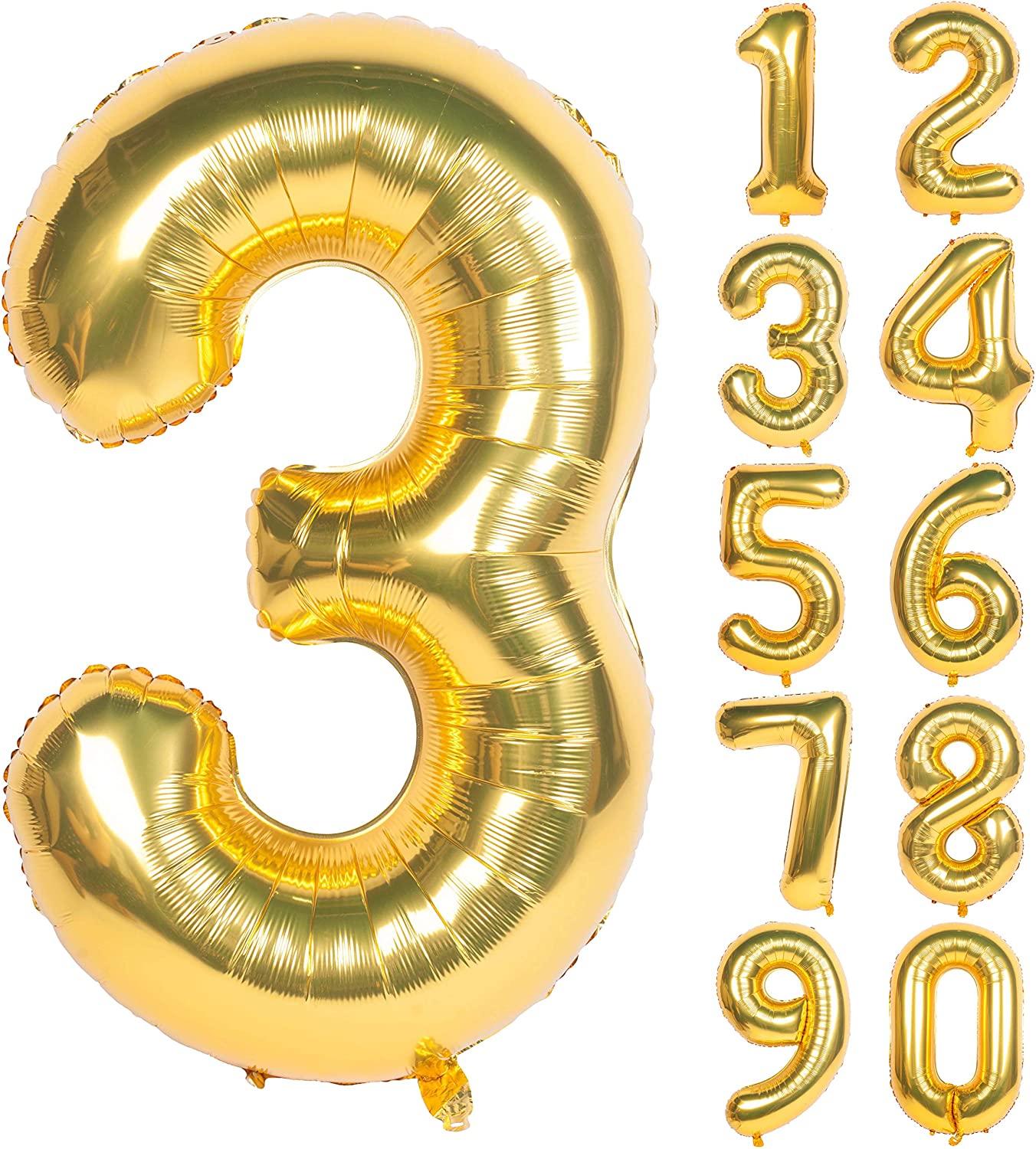 40 Inch Mylar Gold Digit Helium Foil Birthday Party Balloons - Decotree.co Online Shop