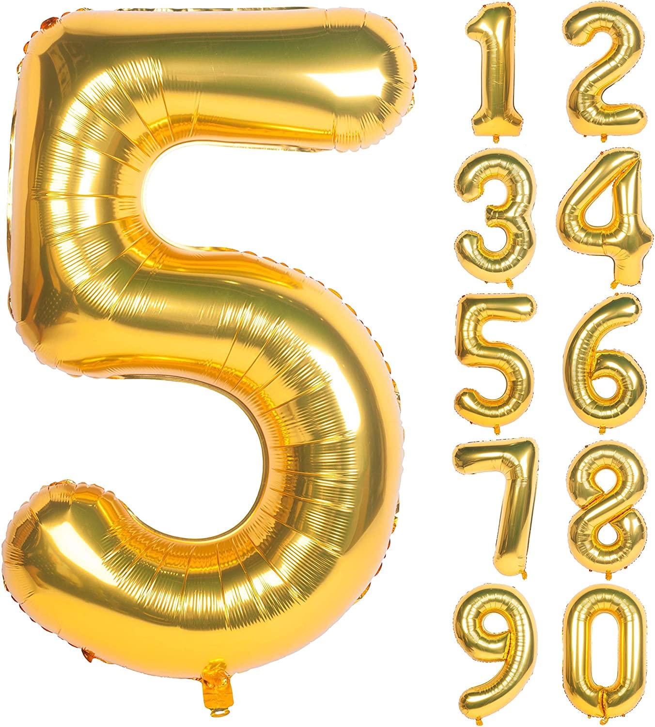 40 Inch Mylar Gold Digit Helium Foil Birthday Party Balloons - Decotree.co Online Shop