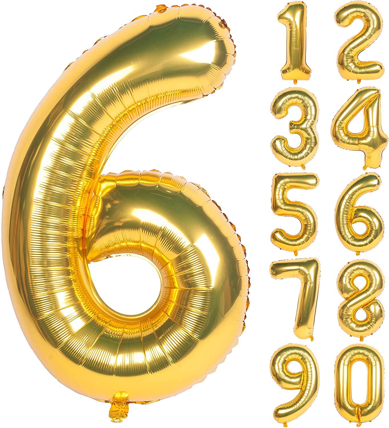 40 Inch Mylar Gold Digit Helium Foil Birthday Party Balloons - Decotree.co Online Shop
