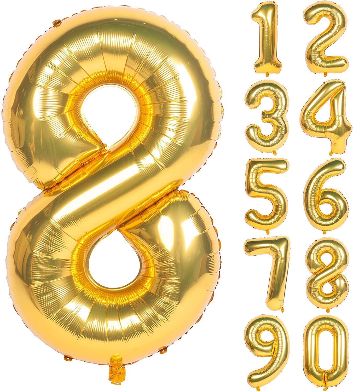 40 Inch Mylar Gold Digit Helium Foil Birthday Party Balloons - Decotree.co Online Shop