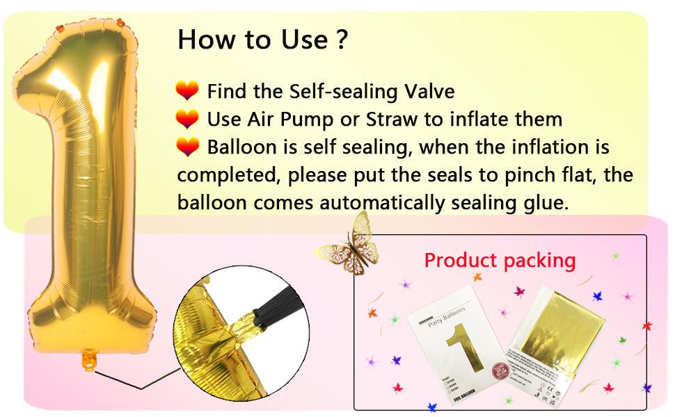 40 Inch Mylar Gold Digit Helium Foil Birthday Party Balloons - Decotree.co Online Shop