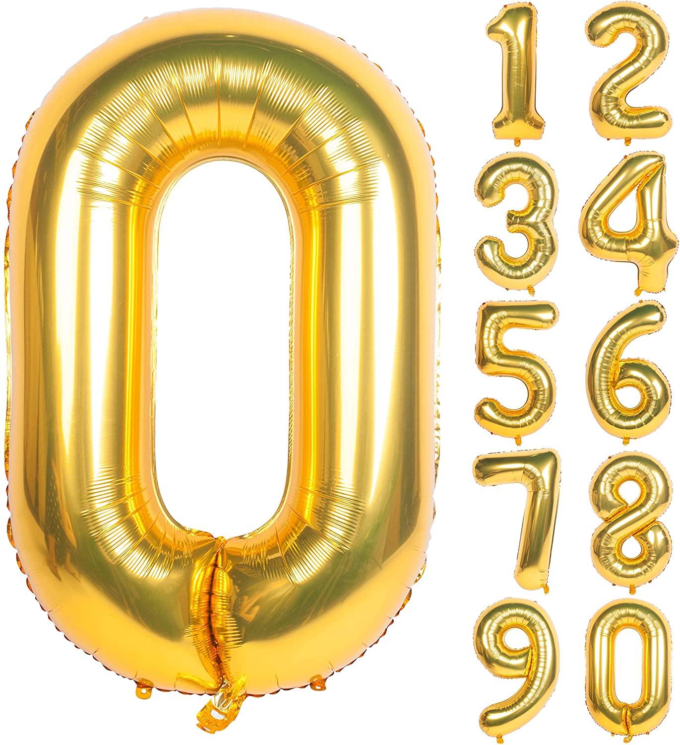 40 Inch Mylar Gold Digit Helium Foil Birthday Party Balloons - Decotree.co Online Shop