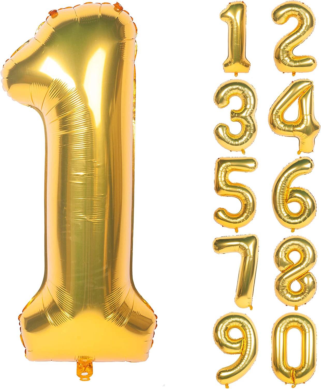 40 Inch Mylar Gold Digit Helium Foil Birthday Party Balloons - Decotree.co Online Shop