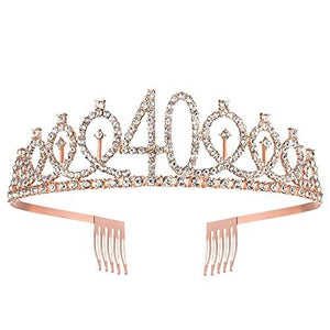 40th Birthday Sash and Tiara for Women, Rose Gold Birthday Sash Crown 40 & Fabulous Sash and Tiara for Women, 40th Birthday Gifts for Happy 40th Birthday Party Favor Supplies - Decotree.co Online Shop