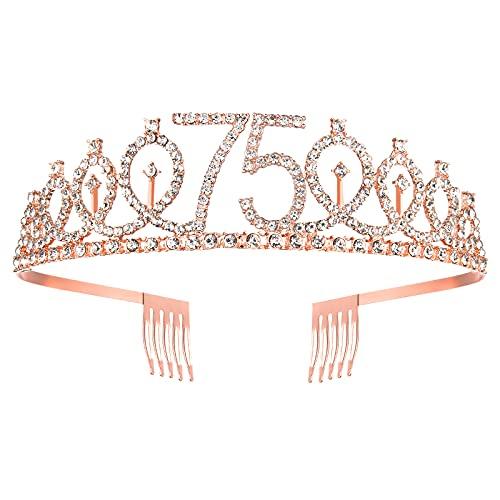 75th Birthday Sash and Tiara for Women, Rose Gold Birthday Sash Crown 75 & Fabulous Sash and Tiara for Women, 75th Birthday Gifts for Happy 75th Birthday Party Favor Supplies - Decotree.co Online Shop