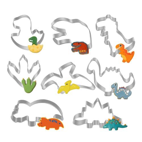 8pcs Dinosaur Cookie Cutters Set, Stainless Steel Metal Mold for Kids Birthday - Decotree.co Online Shop