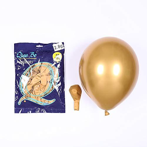 3.2g 12Inch 100pcs Metallic Chrome Balloon in Gold for Wedding Birthday Party Decoration (Gold) - Decotree.co Online Shop