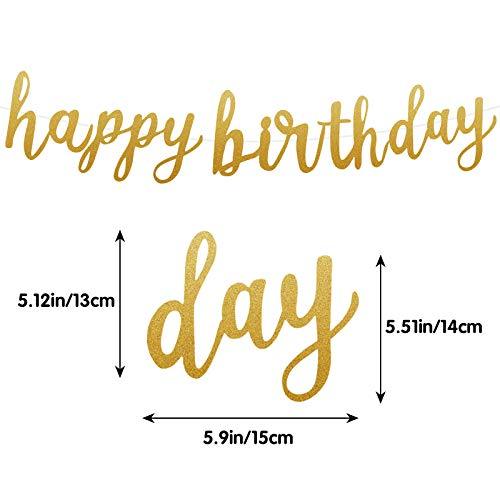 Gold Happy Birthday Banner Decoration Set with Birthday Banner Cake Topper Confetti Balloons - Decotree.co Online Shop