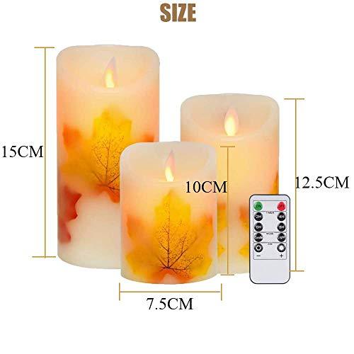 LED Candle Lights, 3 PCS Flameless Candles Light Warm White Battery Operated Electric LED Moving Wick Flickering Maple Leaf Candle Lights - Decotree.co Online Shop