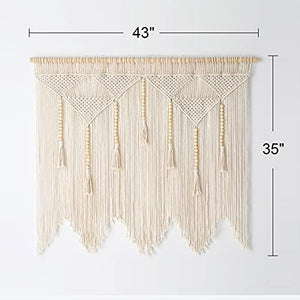 Boho Decor, Large Macrame Wall Hanging, Bohemian Wall Decor for Bedroom, 43"x 35" (Wood Stick Included) - Decotree.co Online Shop