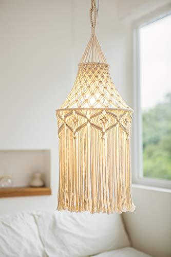 Macrame Lamp Shade Boho Hanging Pendant Light Cover Office Bedroom Living Room - Decotree.co Online Shop